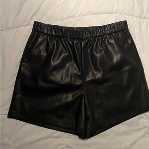 Z Supply Black High-Waist Faux Leather Shorts